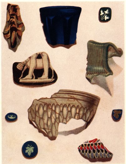 Fragments of ancient Roman glass