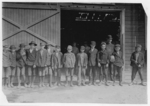 Lewis Hine child labor: Boys going home from Glass Works, Monongah Glass Works, Fairmont, W. Va. Location: Fairmont, West Virginia.