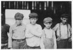 Lewis Hine child labor: Some of the youngsters on day shift (next week on night shift) at Old Dominion Glass Co., Alexandria, Va. I counted 7 white boys and several colored boys that seemed to be under 14 years old. The youngest ones would not give names, but the following are a few: Frank Ellmore, 913 Gibbon St., apparently ten or eleven. Been there three months. Dannie Powell, 307 Columbus St. Henry O'Donnell, 1925[?] Duke St. Leslie Mason, 912 Wilke St. See also photos and labels 2260 to 2271 and report. Location: Alexandria, Virginia.