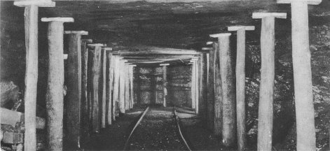 View down mine tunnel