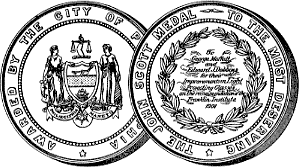 Medals Awarded by the City of Philadelphia at the Recommendation of the Franklin Institute