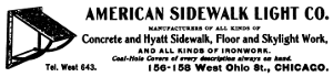 American Sidewalk Light Co. ad from The Inland Architect and News Record · 1901