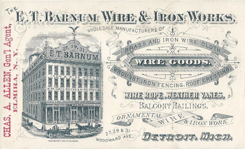 Barnum Wire & Iron Works advertising card