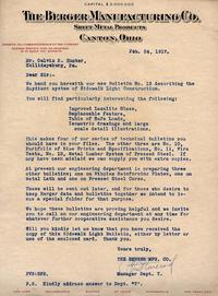 Berger 1917 letter to Calvin R. Hunter