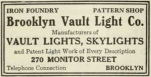 Brooklyn Vault Light Company ad from Real Estate Record and Builders' Guide, 1912