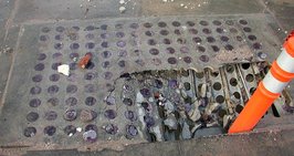 Smashed vault lights on Webster St. in Stockton, California