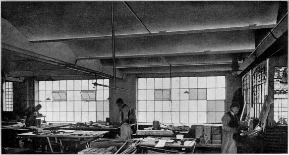 H. B. & E.'s New Premises (lead glazing department)