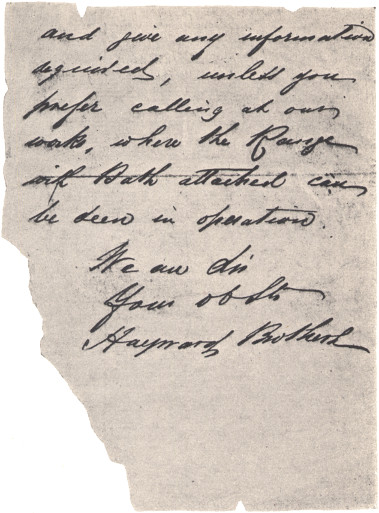 Facsimile of letter written by Edward Hayward (page 2)