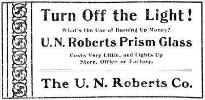 U. N. Roberts Prism glass ad