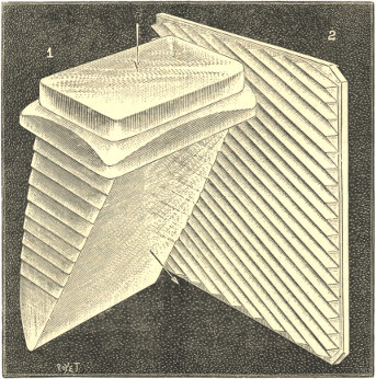 Fig. 1 &mdash; Prismes Luxfer. &mdash; n&ordm;1. prisme. &mdash; n&ordm;2. Carreau &agrave; prisme.