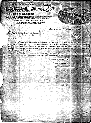 1911 Letter to Shadyside School from Rodefer Glass Company
