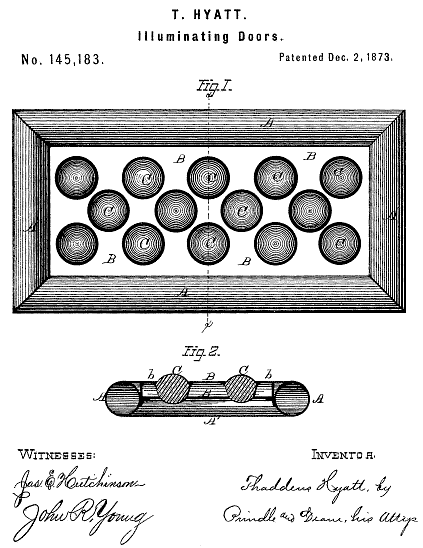 145,183 &middot; Hyatt &middot; Improvement in Illuminating Doors