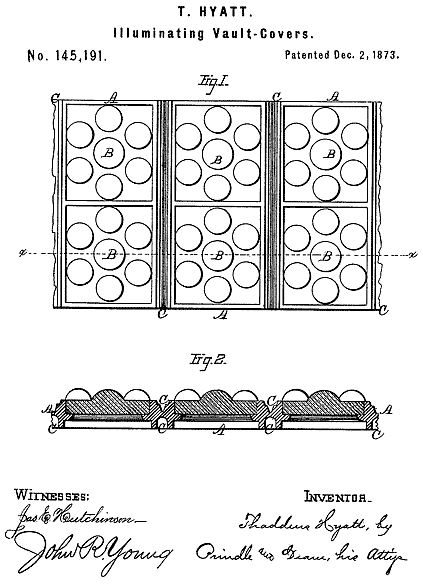 145,191 &middot; Hyatt &middot; Improvement in Illuminating Vault-Covers