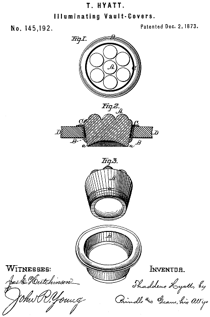 145,192 &middot; Hyatt &middot; Improvement in Illuminating Vault-Covers