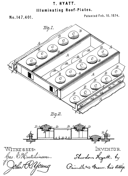 147,401 &middot; Hyatt &middot; Improvement in Illuminating Roof-Plates