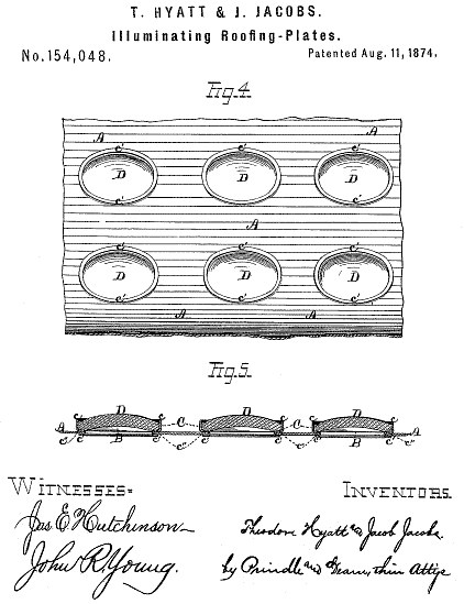 154,048 &middot; Hyatt & Jacobs &middot; Improvement in Illuminating Roofing-Plates