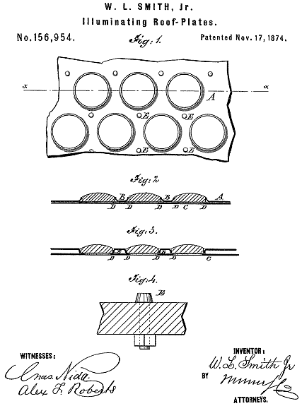 156,954 &middot; Smith &middot; Improvement in Illuminating Roof-Plates