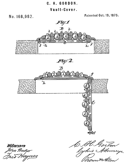 168,982 &middot; Gordon &middot; Improvement in Vault-Covers