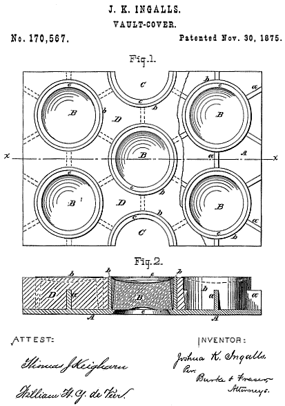 170,567 &middot; Ingalls &middot; Improvement in Vault-Covers