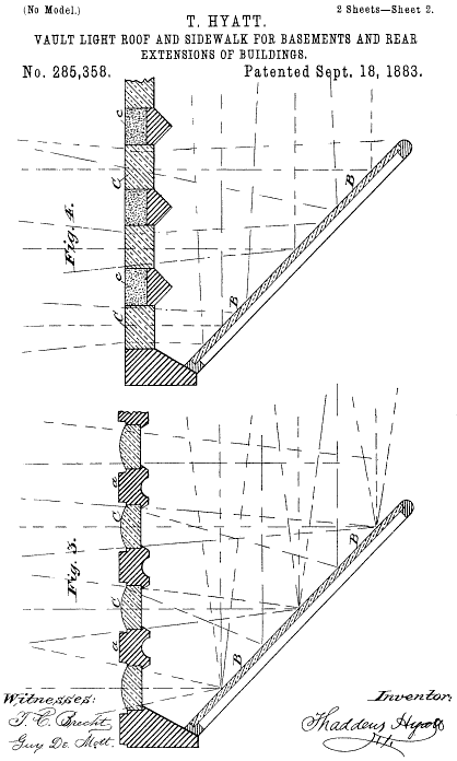 285,358 &middot; Hyatt &middot; Vault-Light Roof and Sidewalk for Basements and Rear Extensions of Buildings