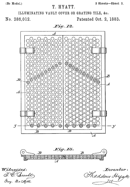 286,012 &middot; Hyatt &middot; "Illuminating Vault-Cover or Grating-Tile, &c.