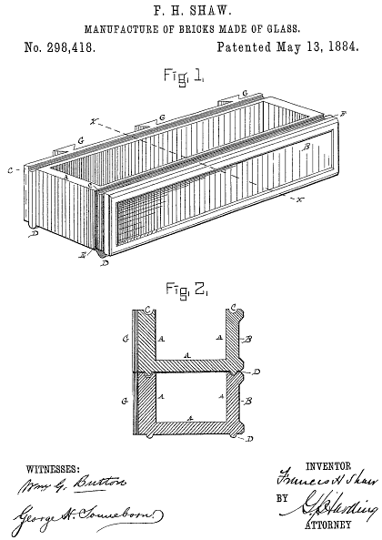 298,418 &middot; Shaw &middot; Manufacture of Bricks Made of Glass