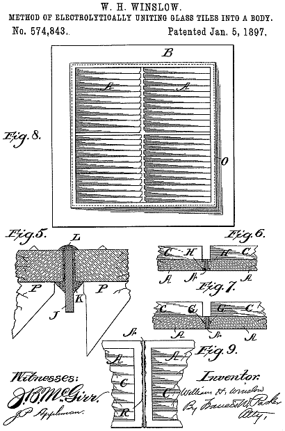 574,843 &middot; Winslow &middot; Method of Electrolytically Uniting Glass Tiles into a Body