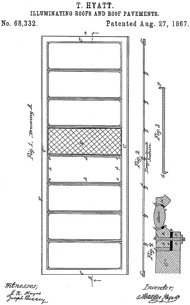 68,332 &middot; Hyatt &middot; Improvement in Illuminating-Roofs and Roof-Pavements