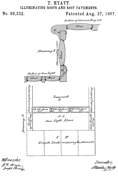 68,332 &middot; Hyatt &middot; Improvement in Illuminating-Roofs and Roof-Pavements