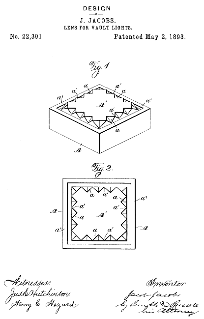 D22,391 · Jacobs · Design for a Lens for Vault-Lights