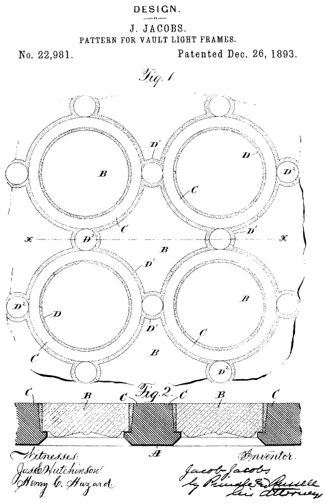 D22,981 &middot; Jacobs &middot; Design for a Pattern for a Vault-Light Frames