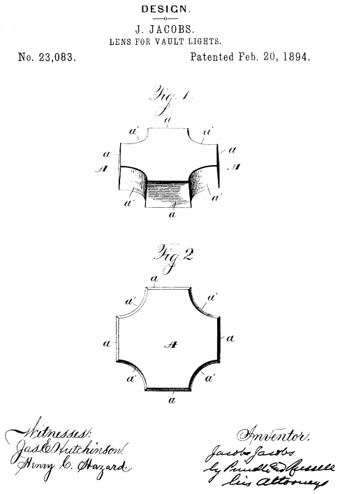 D23,083 &middot; Jacobs &middot; Design for a Lens for Vault-Lights