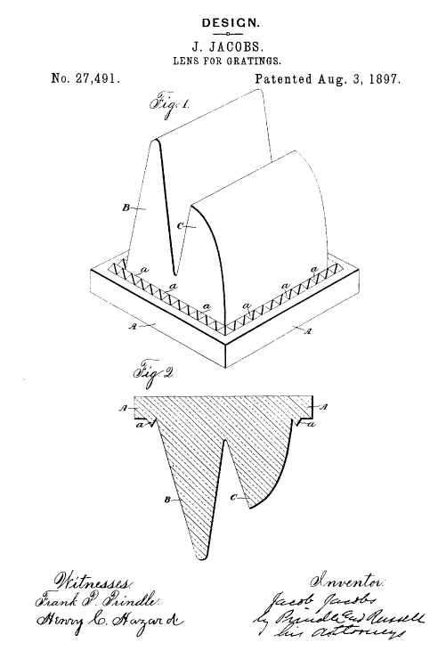 D27,491 &middot; Jacobs &middot; Design for a Lens for Gratings