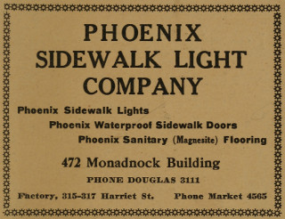Phoenix Sidewalk Light Co. ad from 1921 Phoenix Sidewalk Light Co. ad from 1921