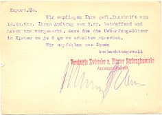 1928 Postcard from Zweiseler and Pirnaer Farbenglaswerke to Leo Popper & Sons (back)