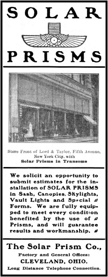 Solar Prism Co ad from the 1904 The building code of the city of Cleveland, Ohio