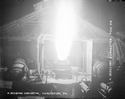 A hspace=10 Bessemer converter in operation