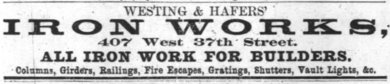 Westing & Hafer ad in Trow's New York City Directory of 1885