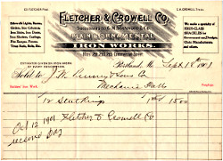 Fletcher & Crowell Co. invoice · 1901