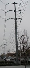 String of suspension insulators in Santa Clara, CA