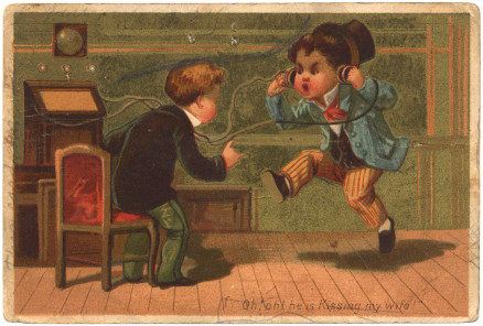 L. G. Tillotson trade card (Kissing My Wife) front