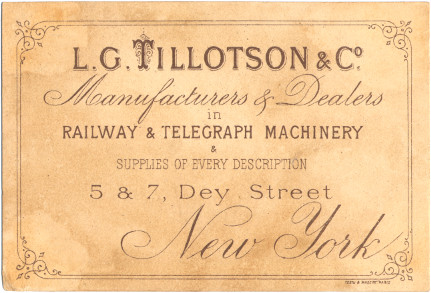 L. G. Tillotson trade card (Rush this) back
