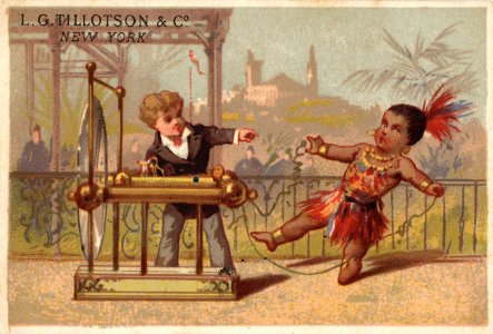 L. G. Tillotson trade card (Shocking Savage) front