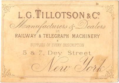 L. G. Tillotson trade card (Trunk line) back